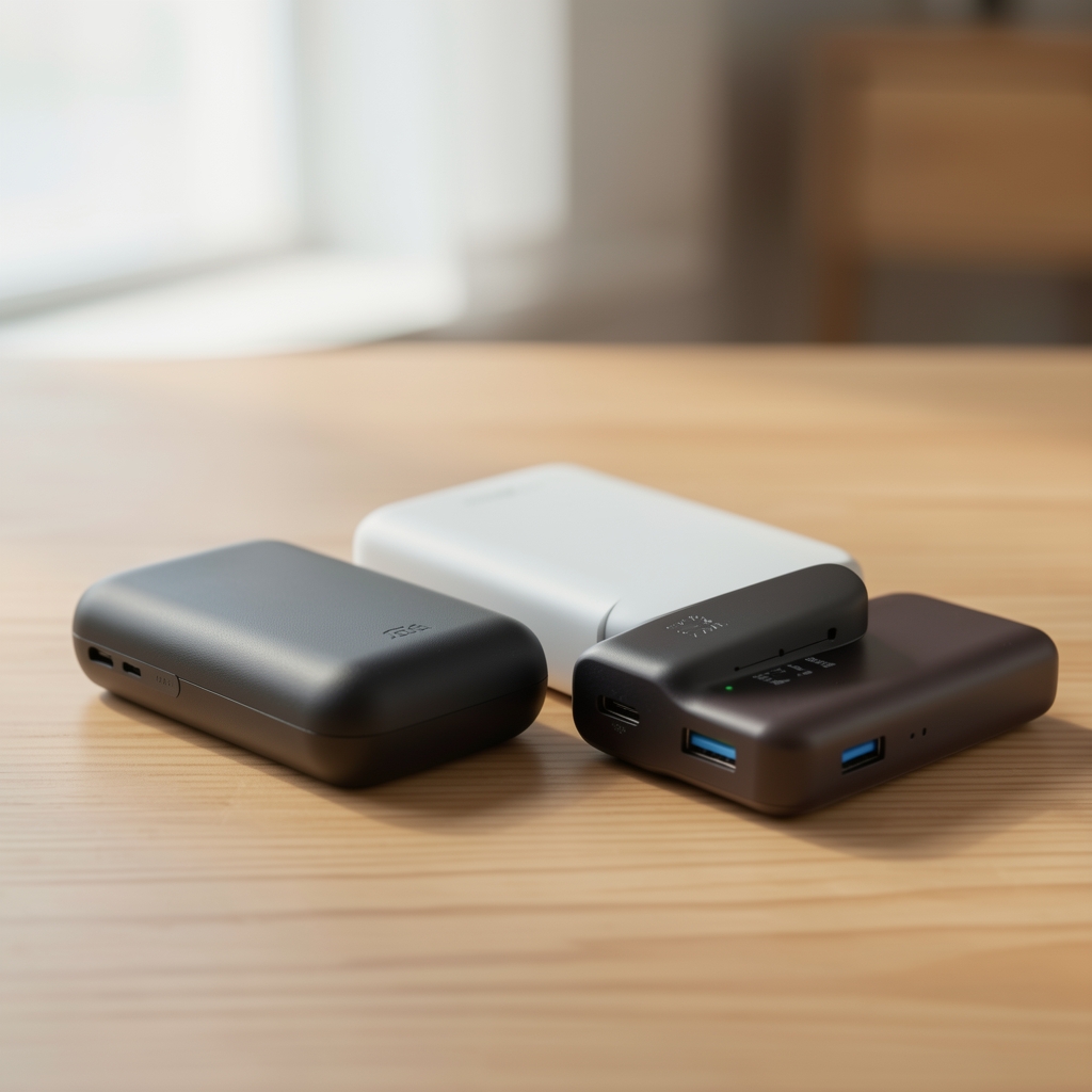 Farklı kapasite ve boyutlarda taşınabilir power bank cihazları