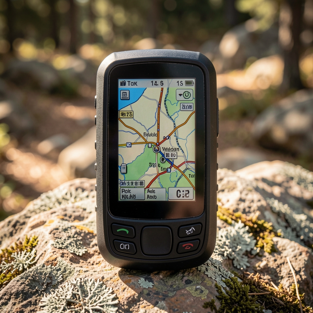 Outdoor ve trekking için kullanılan kompakt GPS navigasyon cihazı yakın çekim