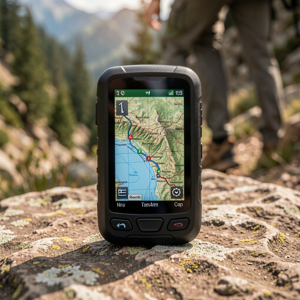Seyahat ve hiking rotaları için kompakt GPS navigasyon cihazı, topografik harita gösterimi