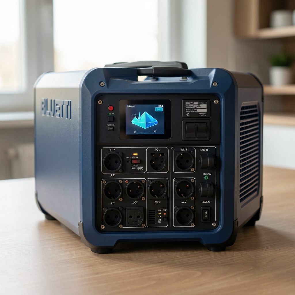 Bluetti AC200P büyük kapasiteli enerji istasyonu çoklu AC çıkışları ve dokunmatik panel