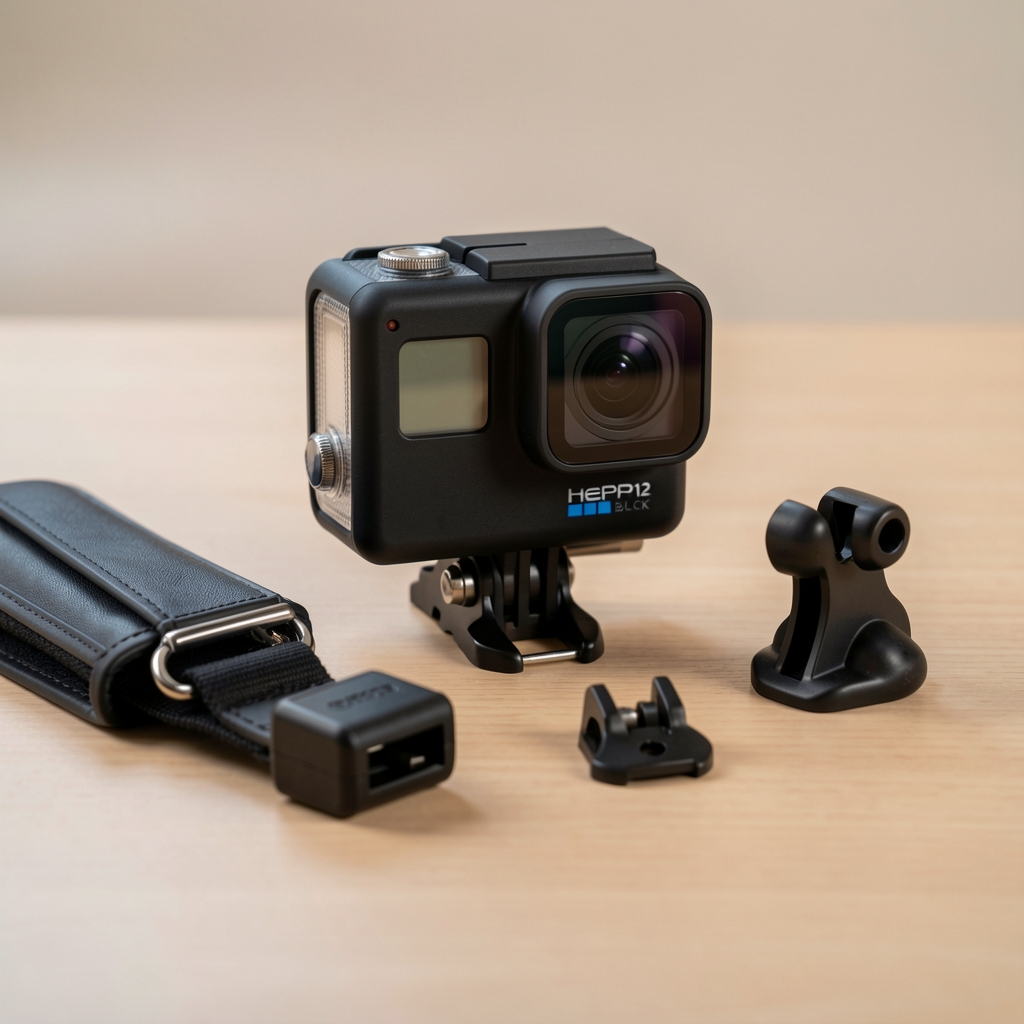 GoPro HERO12 Black aksiyon kamerası aksesuarlarıyla