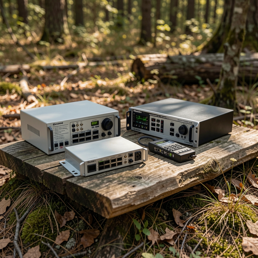 Kamp ortamında düzenlenmiş outdoor elektronik ekipmanları